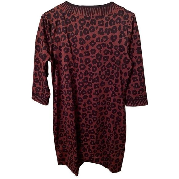 Gretchen Scott Dress Womens S Sheath Brown Cheetah 3/4 Length Sleeve V Neckline - Picture 2 of 6